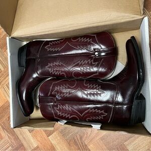 Go West Bamuza Leather Cowboy Boots Burgundy Men's Size: 8-1/2 EE